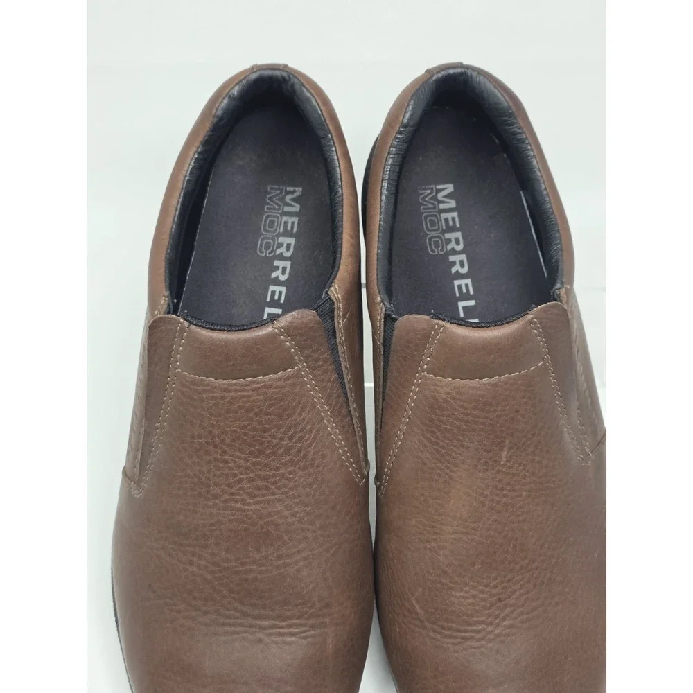 Merrell Jungle Moc Mens Size 12 US Brown Leather Slip On Loafer Shoes J63883